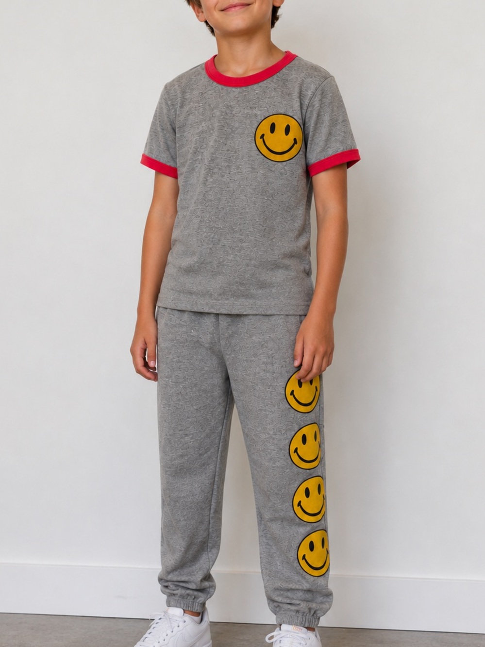 SET of Aviator Nation Smiley Face Ringer Tee and Joggers